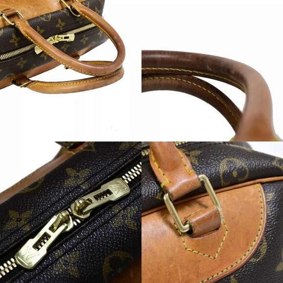 LOUIS VUITTON LV Logo Deauville Hand Bag Monogram Leather Brown - Picture 15 of 16